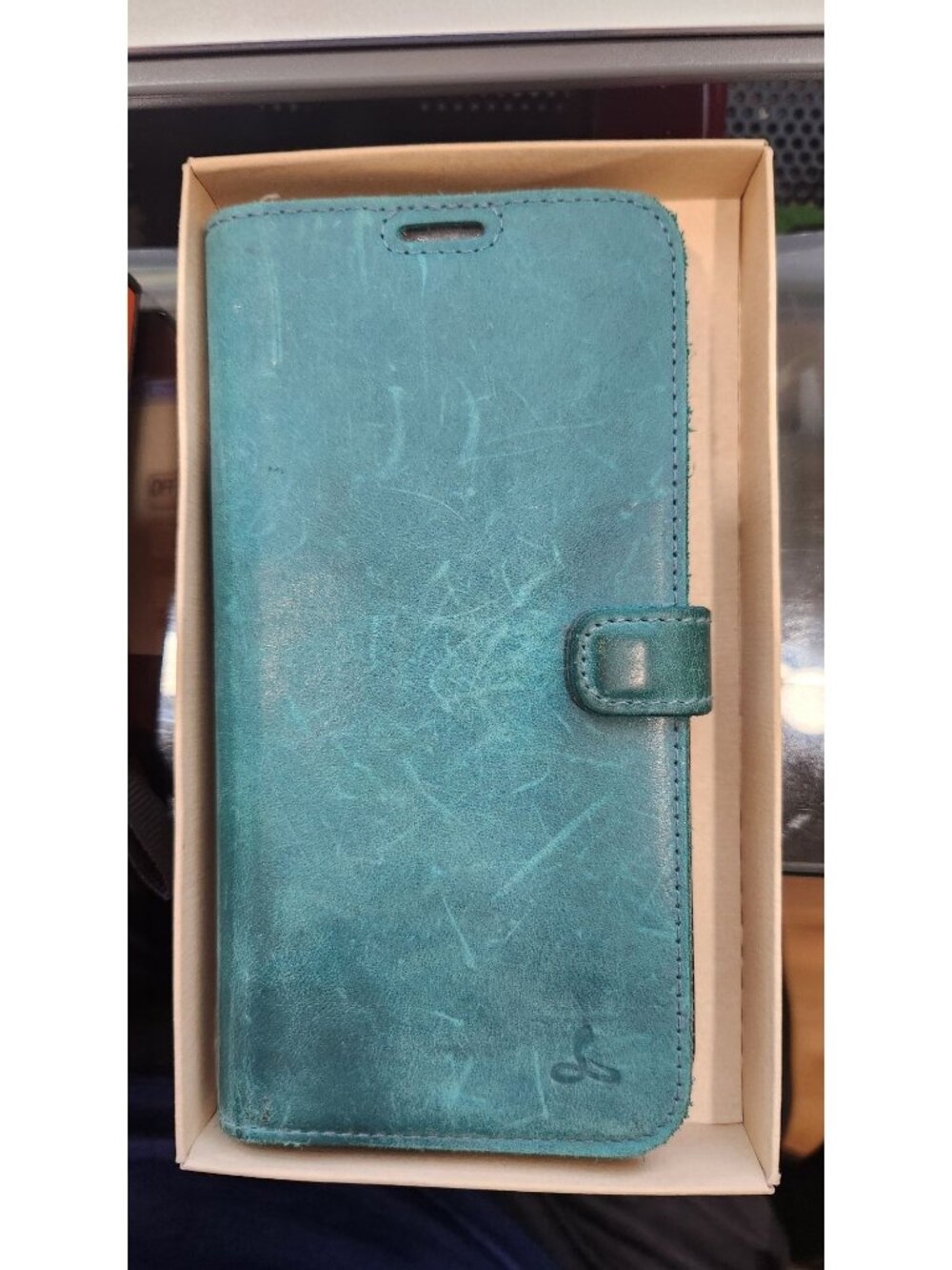 Teal Leather Wallet-Style Phone Case With Card Slots & Magnetic Closure